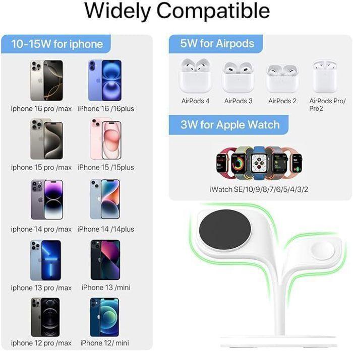 Chargeur sans Fil - Apple - Compatible iPhone 16/15/14/13/12 - MagSafe - Veilleuse - 40g