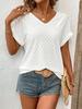 2025 Summer Women's Fashion Jacquard V-neck Short-sleeve Top