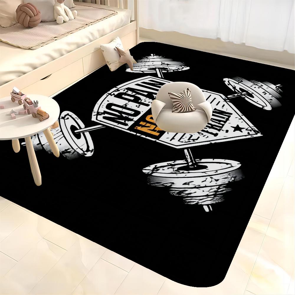No Pain No Gain GYM Room Mats Washable Non-Slip Living Room Sofa Chairs Area Mat Kitchen Alfombra
