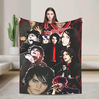 G-Gerard Way MCR Decke Reise Flanell Überwurfdecke für Couch Sessel Sofa Bett Weich Benutzerdefinierte Qualität Tagesdecke Geschenk