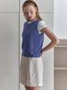 Elssibeui Diagonal Buttons Sleeveless Knit_Blue