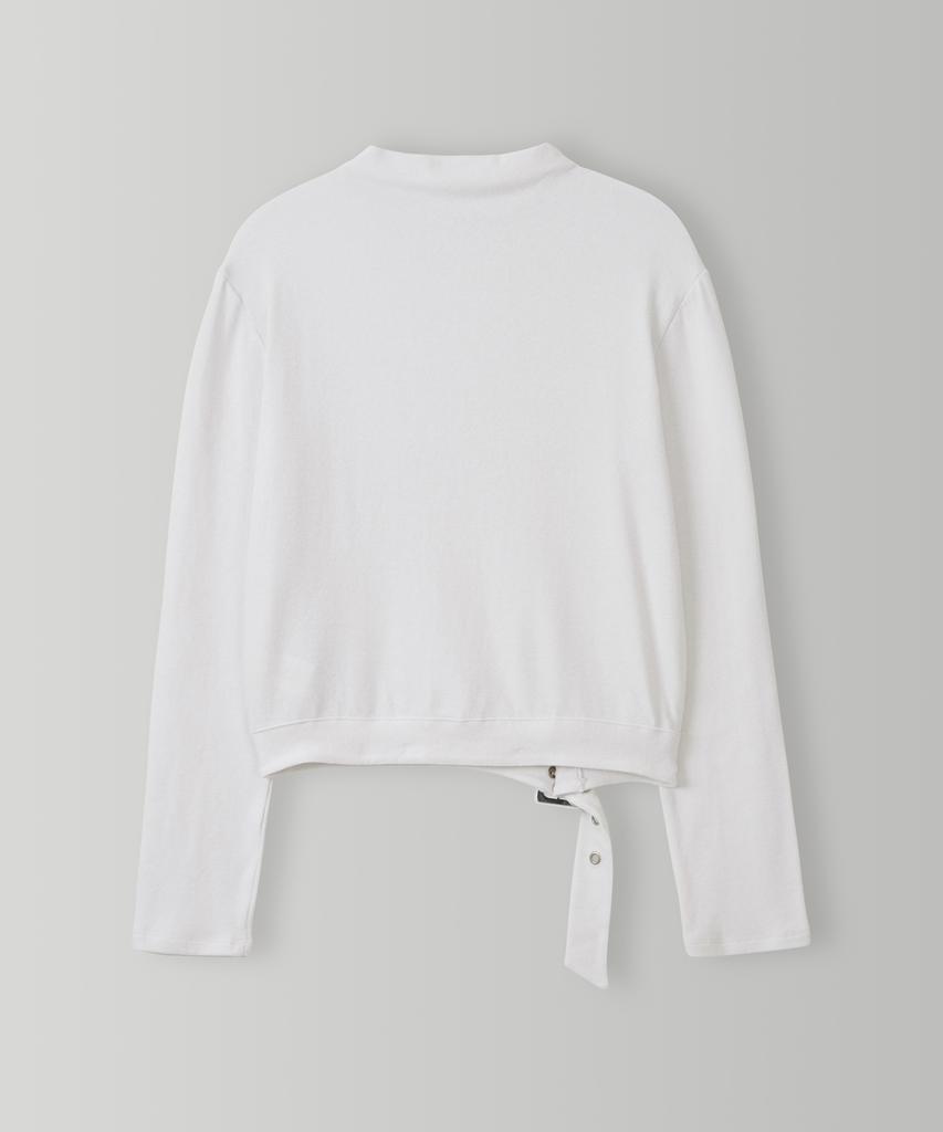 CHERI AUBE Hazel Belt Mock Neck Tee-Ivory
