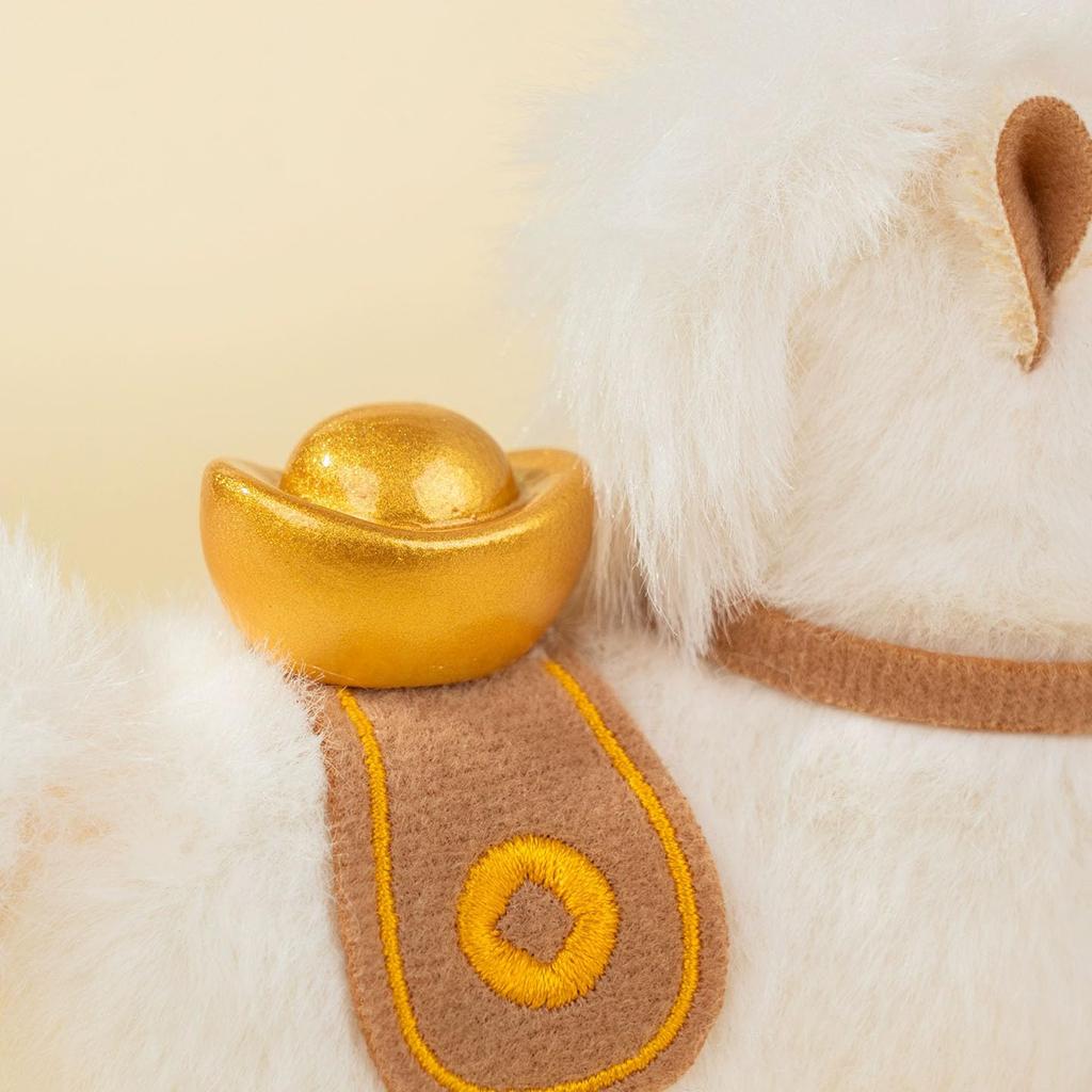 Mini-Pferd Plüschmaskottchen, Gold-Yuanbao, Jahr des Pferdes 2026, Niedlich, Flauschig, Beruhigend, Moe, Heimdekoration, Autodekoration, Babygeschenk, Geschenk