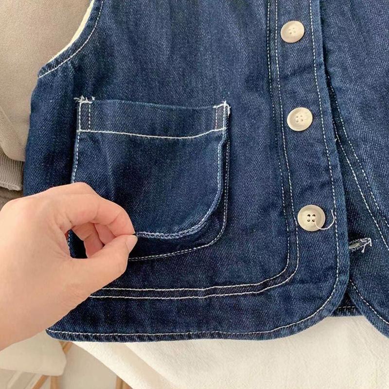 Children Winter Autumn Kid Vest Denim Waist Coat Baby Sleeveless Jackets Outwear Toddler Girls Boys