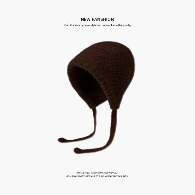 Fisherman knitted hat children autumn and winter plush retro wool hat warm ear protection big head circumference cold hat men's headgear hat
