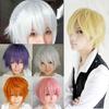 Men Women Multi-Color Short Straight Hairpiece Full Wig for Anime Party Cosplay