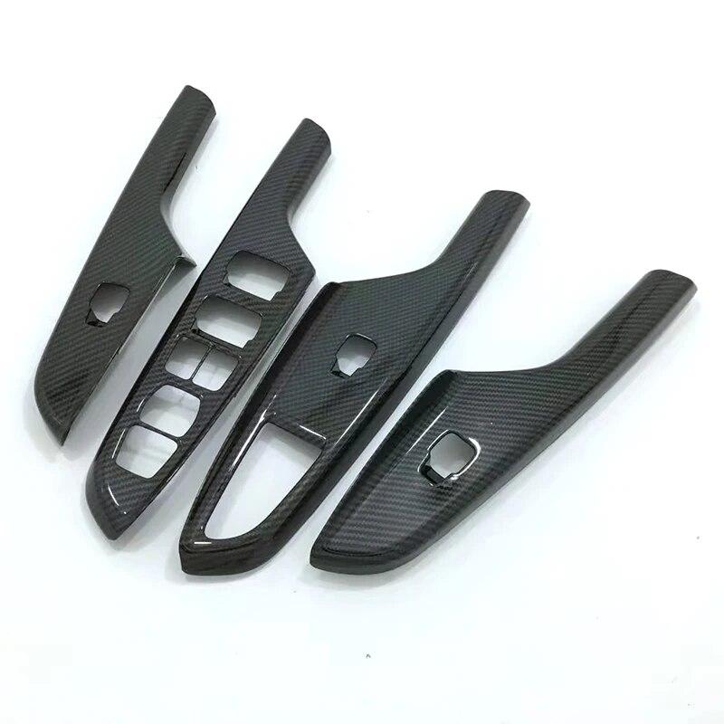ABS Carbon Fiber for Hyundai Kona Kauai Encino 2017 2018   Car Window Lift Door Armrest Glass Button Switch Accessories
