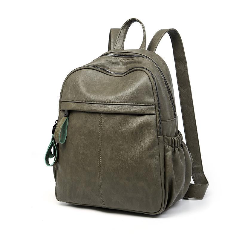 Rucsac din piele naturală Geantă de modă Totul Rucsac de modă Geanta de școală cu mai multe buzunare Casual Totul