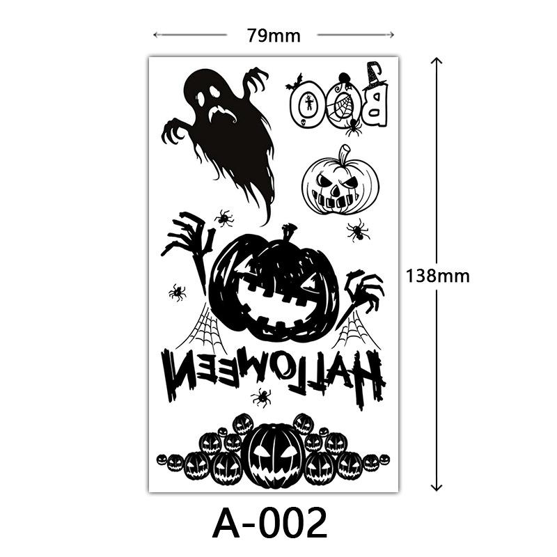 Halloween Tattoo Sticker, Skull Reaper Sickle, Black Bat Tombstone Pumpkin Tattoo