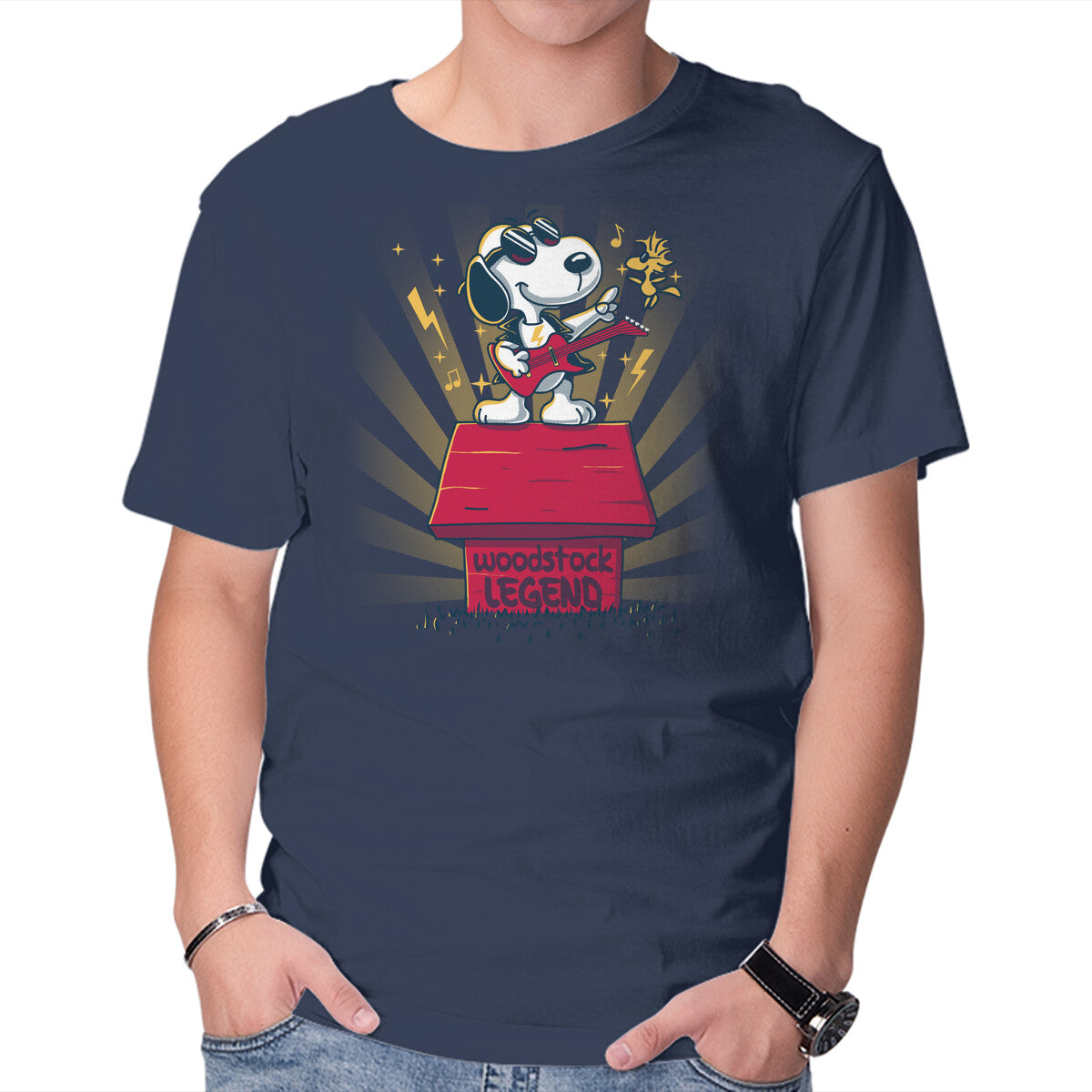 Unisex Crew Neck T-Shirt Woodstock Legend Graphic Short Sleeve Casual Tee S