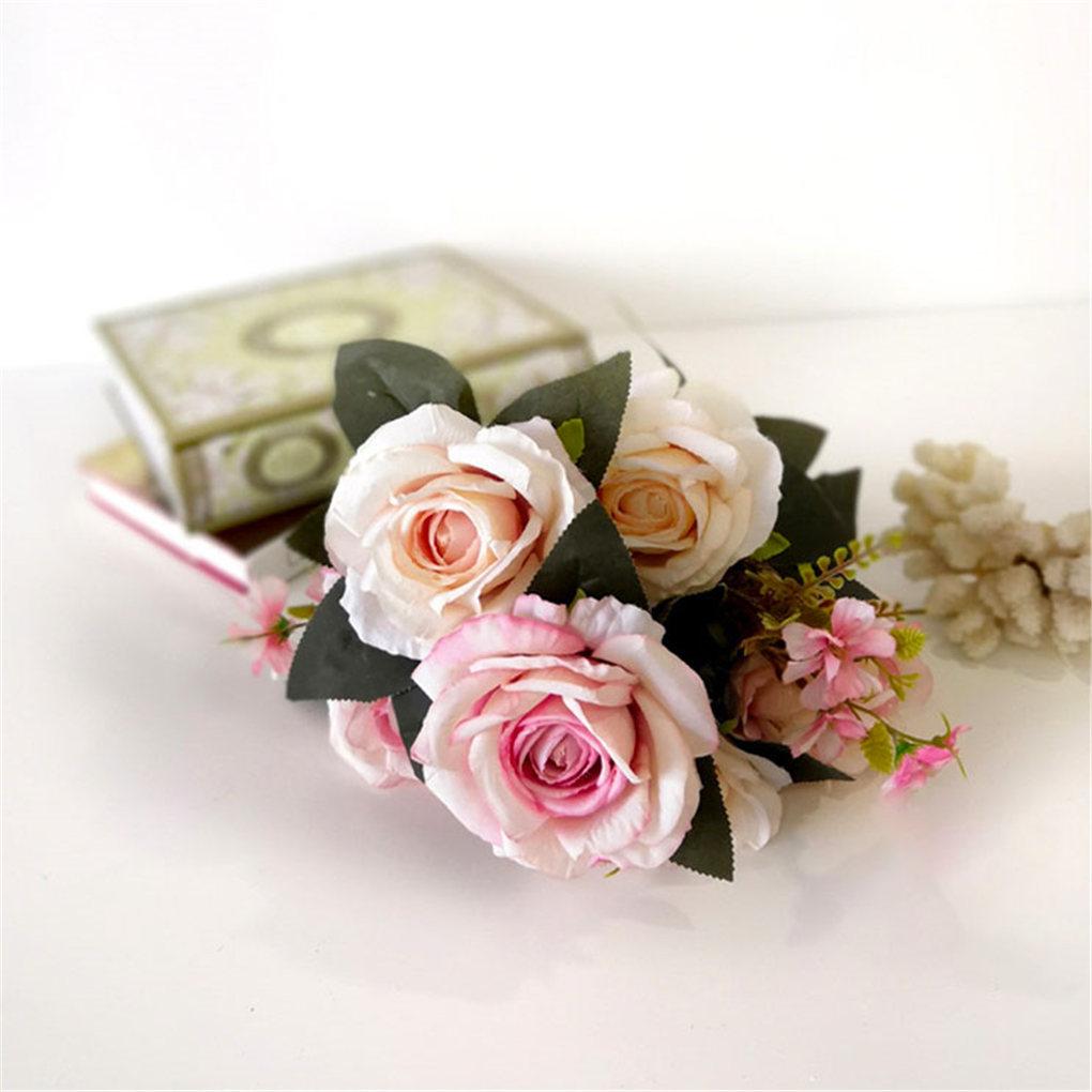 Artificial Rose Flower Simulation Wedding Bridal Bouquet Home Office Cloth Flower Decoration