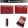 HUMERPAUL Ladies wallet first layer cowhide solid color convenient retro style short coin purse credit card storage leather solid color card case