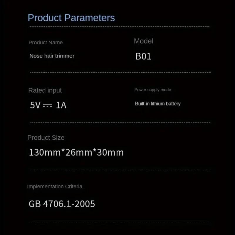 Nose Hair Trimmer Facial Hair Trimmer Beard Hair Trimmer Rechargeable Electric Nose Hair Trimmer USB Charging Model