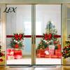 Waterproof Christmas Wall Art Gold Merry Window Clings, Decorative PVC Decals for Holiday Bows Windows Home Glass Decor, Removable Stickers Storefront