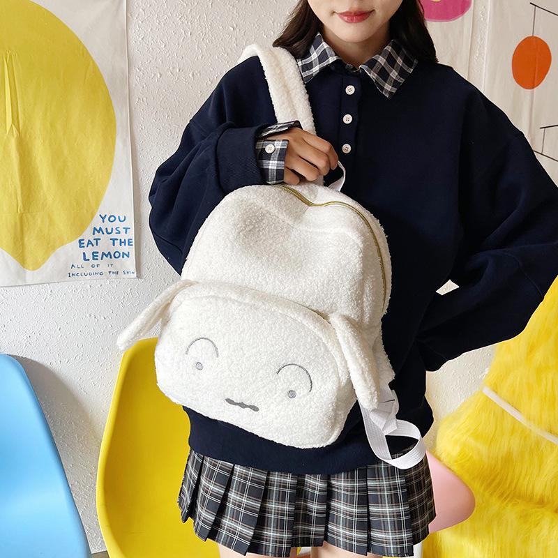 Quirky Hot Pink Lambswool Backpack - Youthful Women's Fashion & Student Bookbag