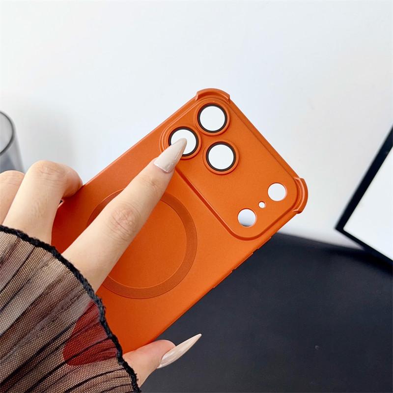Luxury Matte Magnetic Phone Case For 18 17 16 15 14 13 Pro Max for Magsafe Soft TPU Shockproof Camera Protect Cover