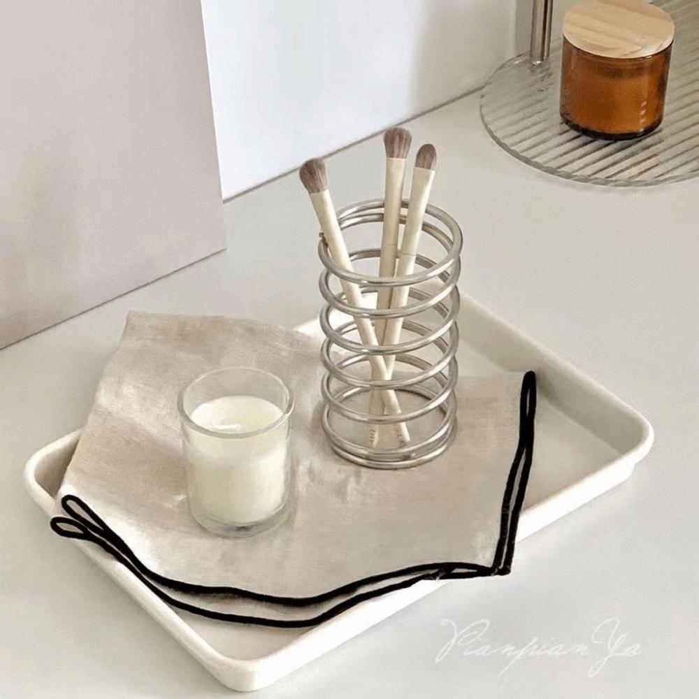 Hollow Toothbrush Rack Silver Makeup Brush Storage Rack Spring Shaped Toothbrush Holder  Tabletop