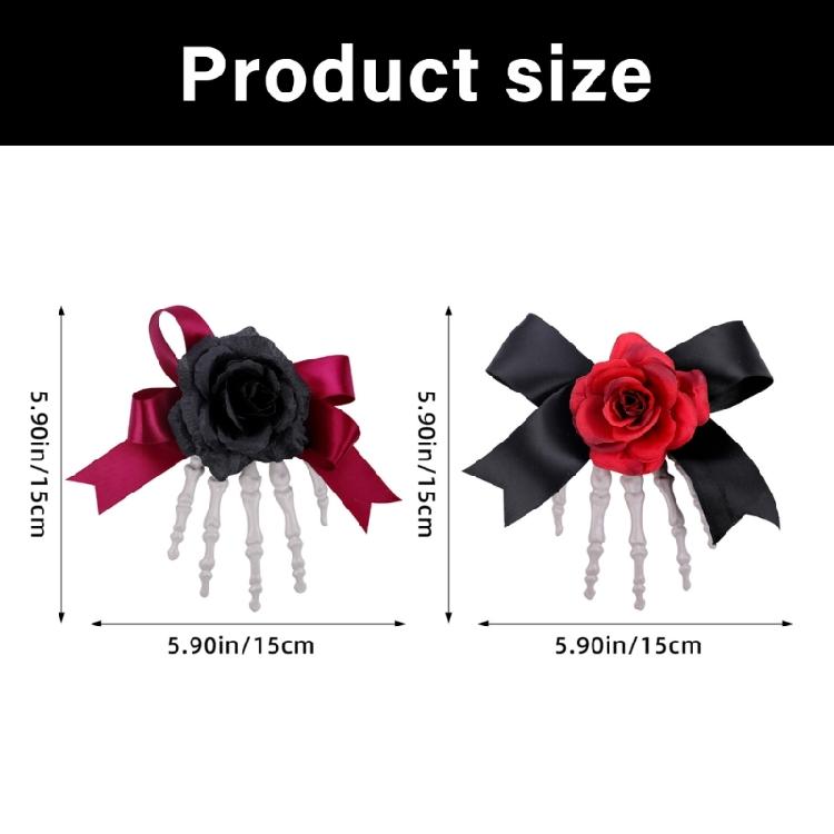 1pc Gothic Rose Skeleton Hair Clip Secure Side Clip Design Plastic Construction For Halloween Party Accessories