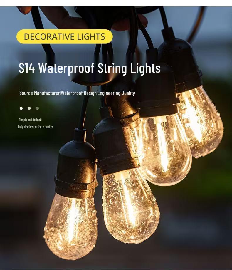 Outdoor Waterproof E27 S14 LED String Lights for Festive Atmosphere in Camp or Garden
