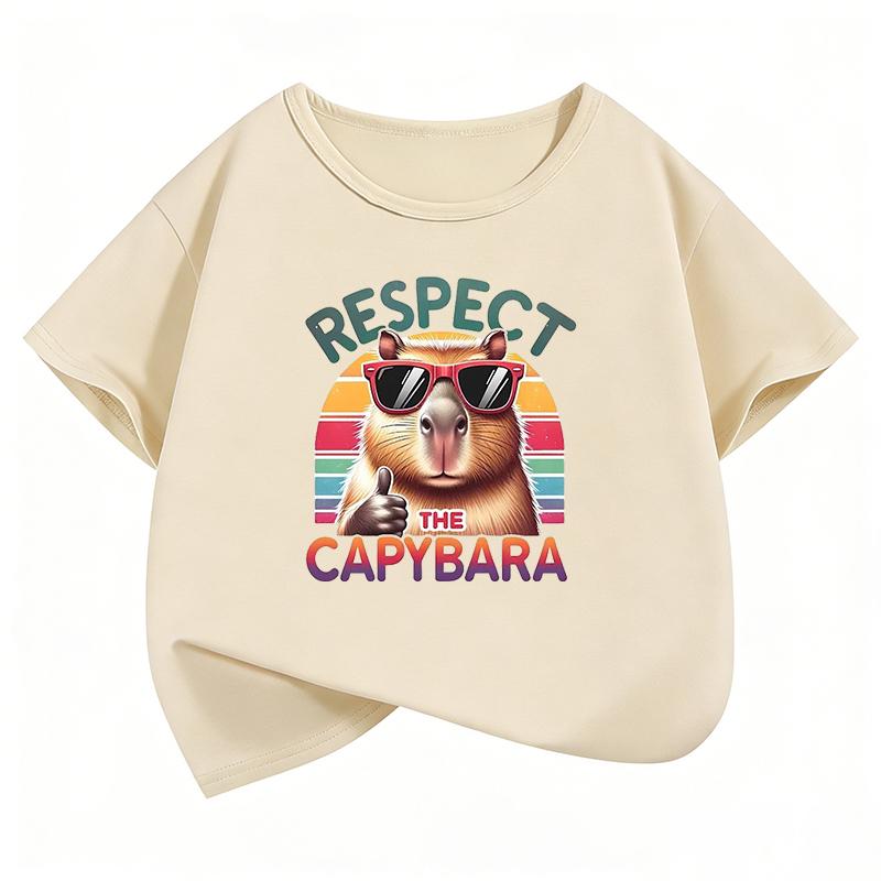 Streetwear Capybara Design T-Shirt Bedrucktes T-Shirt Sommerkleidung für Mädchen Kurzarm Tops T-Shirts Niedliche Mädchenkleidung