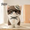 Soft Stuffed Animal Keychain Cute Plush Kitten Pendant with Glasses And Tie, Plushie Gift for Girls Backpacks Keys, Decorative Hanging Kids