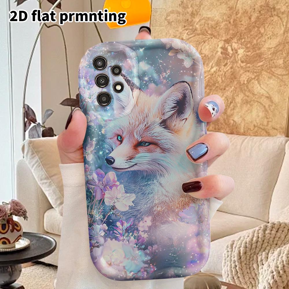 Phone Case: 2D Flat Samsung Galaxy A34 A35 M05 M06 S20 S22 S21 FE Plus 5G Protective Case, Couple Style, Holographic Fox, Christmas and Halloween Gift