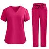 Top da Lavoro da Donna a Maniche Corte con Scollo a V e Tasche Set Uniforme per Caregiver