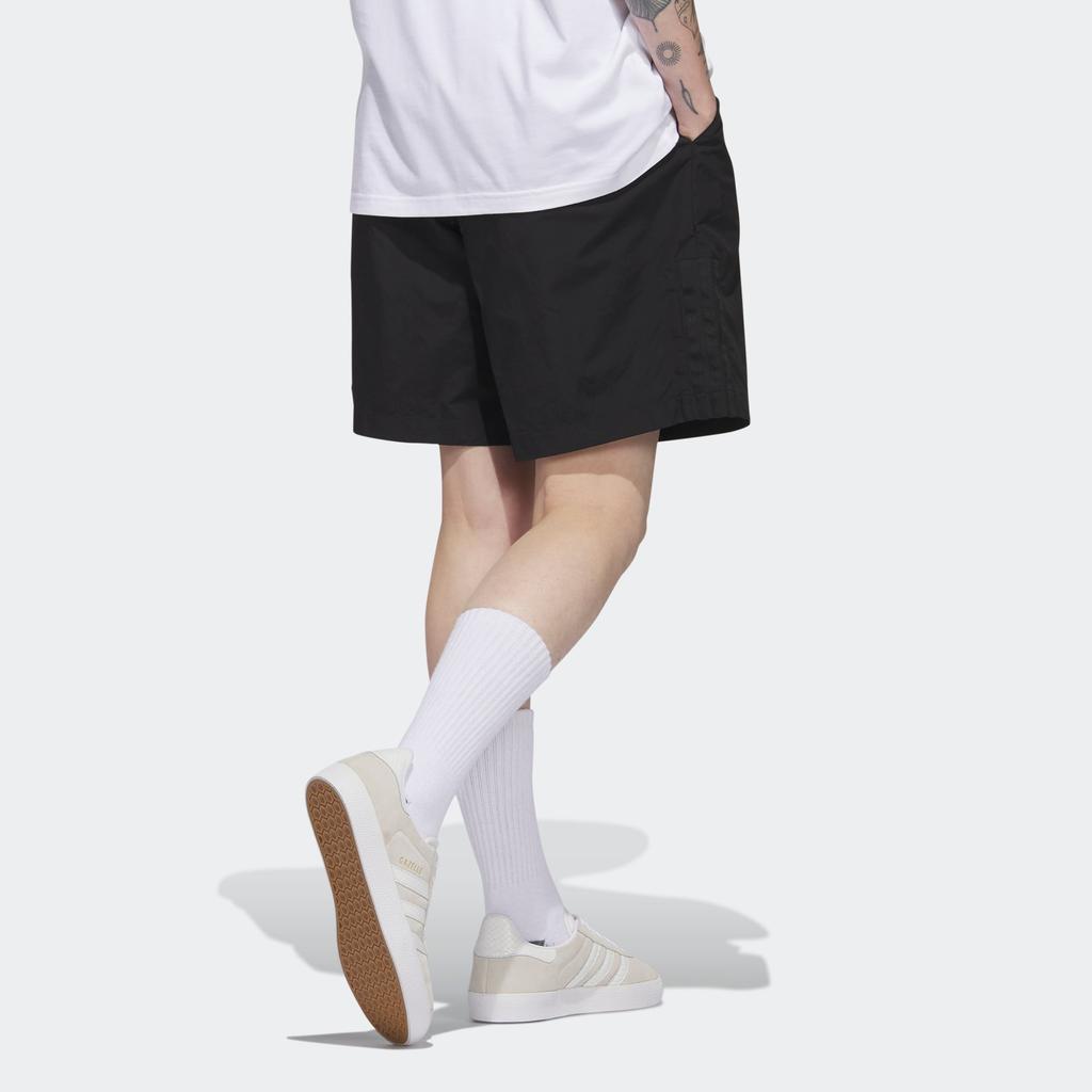 Adidas Originals Skateboarding Water-Repellent Solid Color Elastic Waist Straight-Leg Shorts Unisex Bottoms Black HS3016