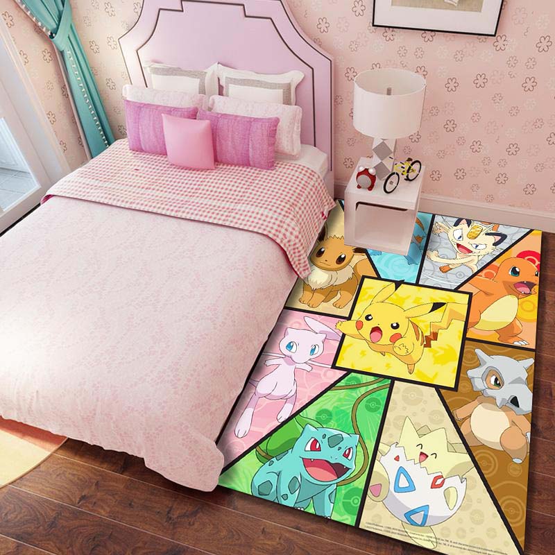 Pokémon-themed printed non-slip decorative rug, cute cartoon welcome mat, a great gift for friends and family.