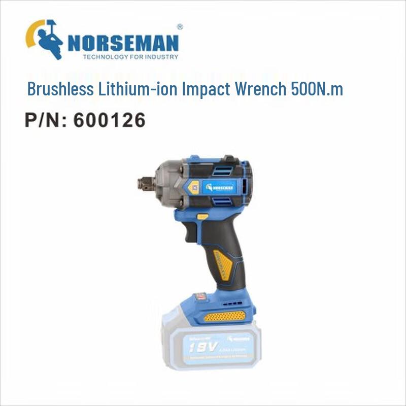 

Nossman 1/2-inch 500N.m Brushless Cordless Impact Wrench CN plug (adapter included)