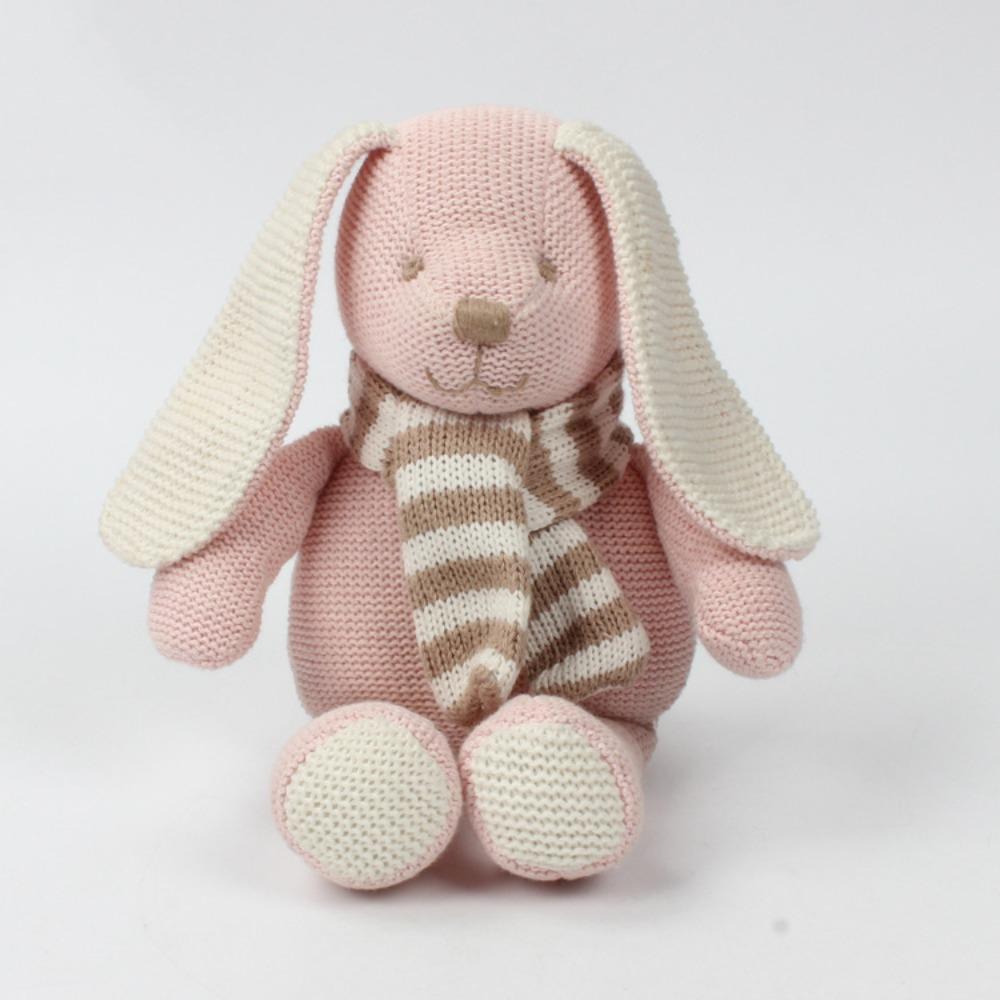 

Handmade Crochet Plush Toy Mini Size Stuffed Bunny Toy Knitted Rabbit Doll Baby Girls розовый