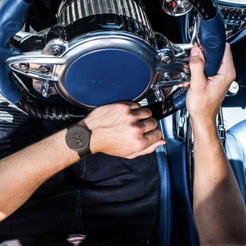 BUREI Men's Black Watch, Simple, Stylish, Popular, Waterproof, Men's Watch (Black-Black-Black Hands, Stainless Steel)