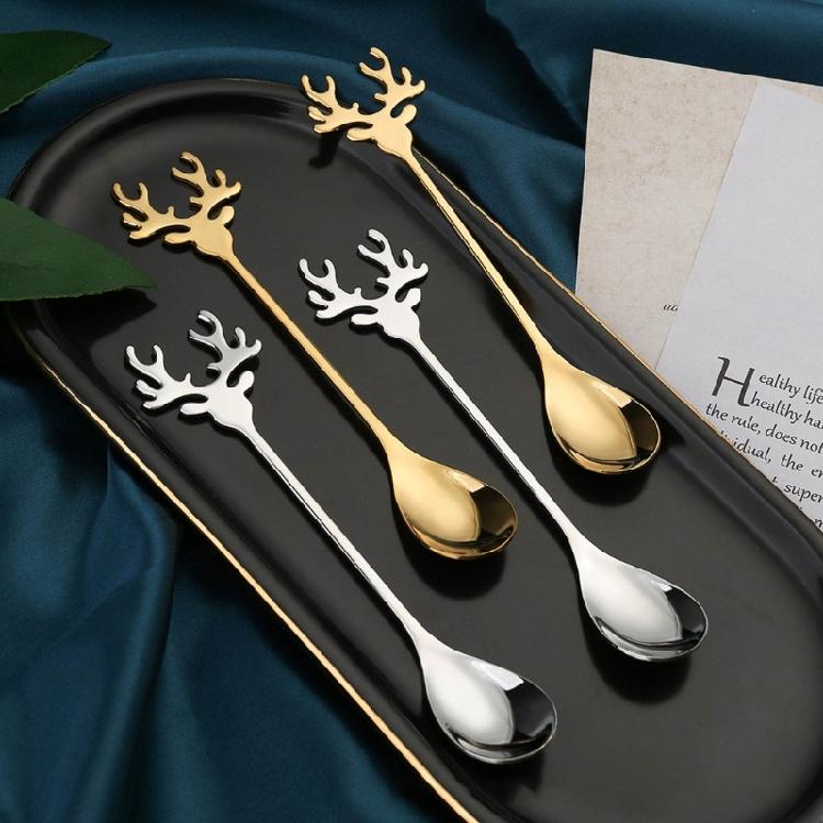 6 Pieces Cake Spoon Tasting Dessert Forks Christmas Themed 2 Colors for Party