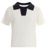 Shop   Women Cable Knit Short Sleeve Top Color Block Sora Bom Wkn 11885