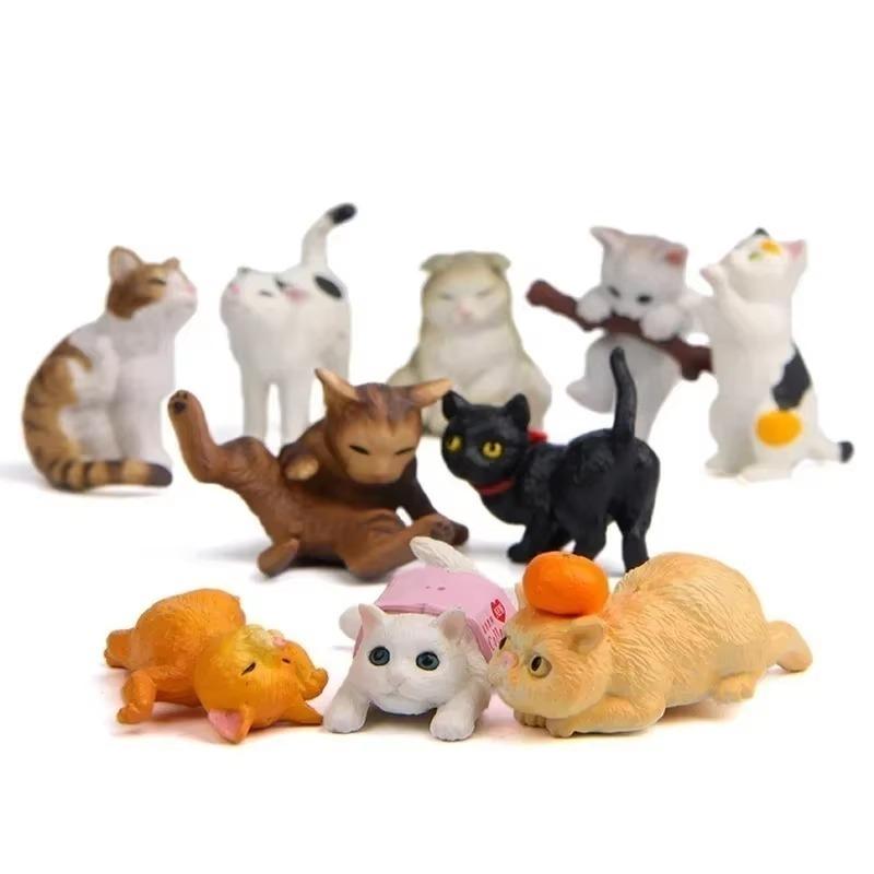 10 Pz Gatto Colorato Creativo Paesaggistico Bambola Miniature Giardino in Miniatura Figurine Decorazioni per la Casa