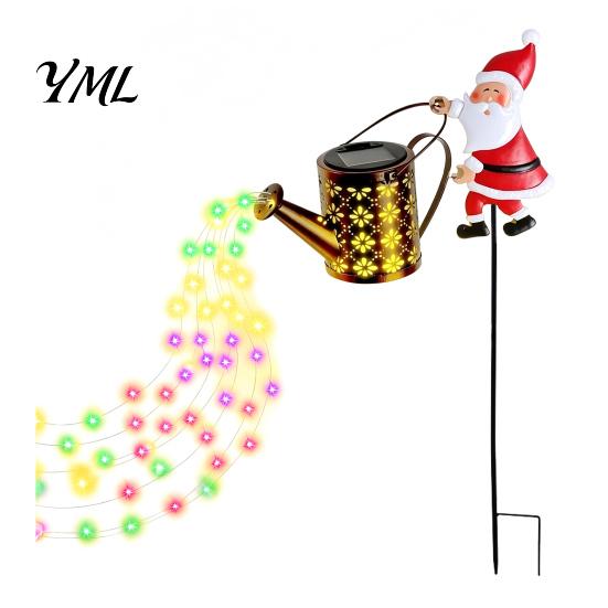 Unique Magic Cauldron Decor Solar Christmas Santa Yard Light, Witch Skull Projection Garden Stake Lamp with LED Flowing Water Lanterns & Waterfall