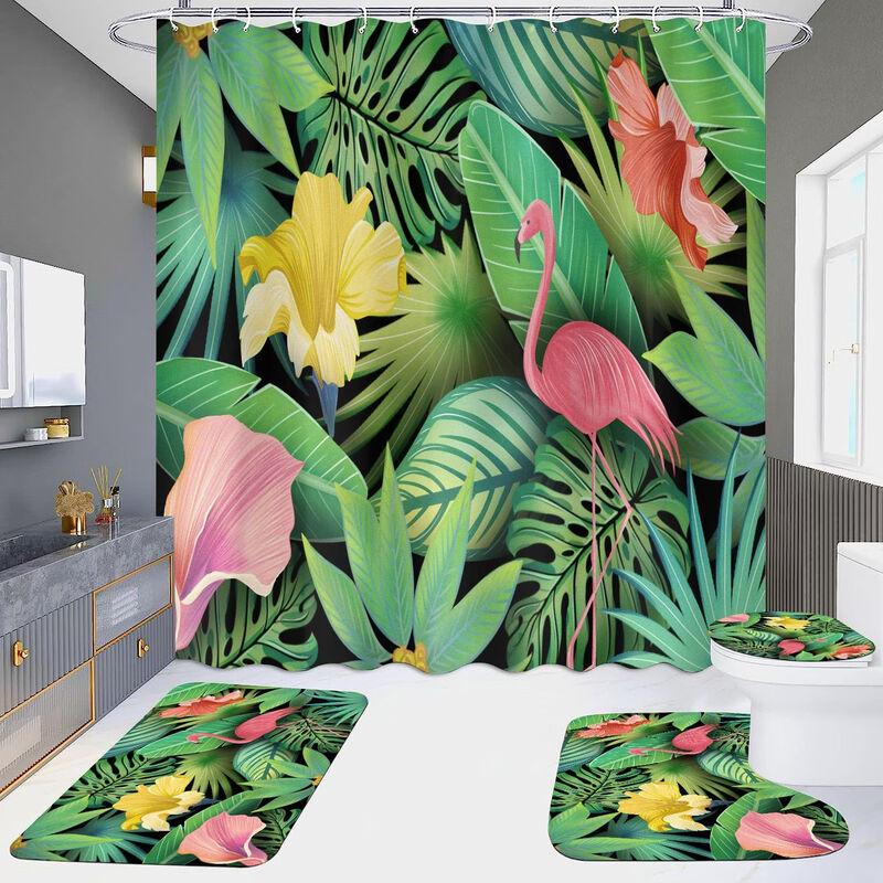 Xihe HD Printed Waterproof Punch-Free Shower Curtain Set