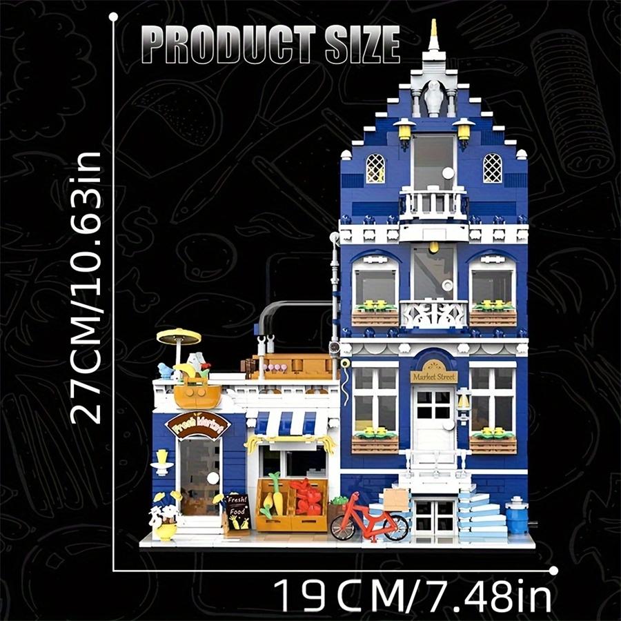 Non-Toxic Mini Bricks European Market Street Caf Villa Store House Building Blocks City Street View Scene Model Assemble Toy Kid Gifts