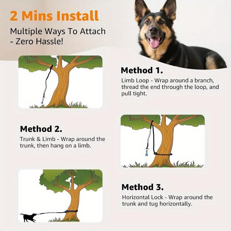 1PC Outdoor Elastic Rope Pull Dog Toy, Tree Stump Pull Toy, Interactive Exercise Game Rope and Chew Rope Toy