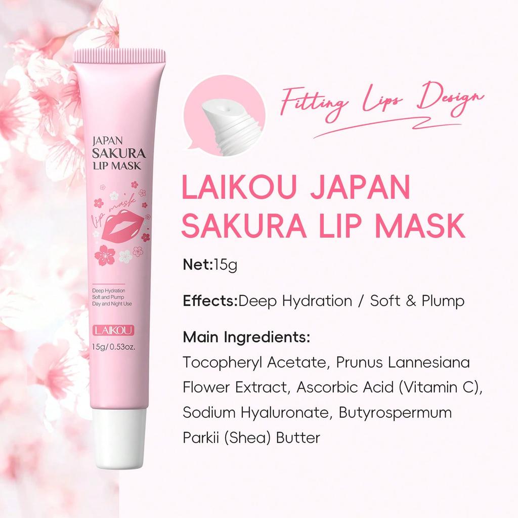 LAIKOU Sakura Moisturizing and Delicate Lip Mask Removes Lip Lines Improves Lip Skin Condition Prevents Chapped Lip Care