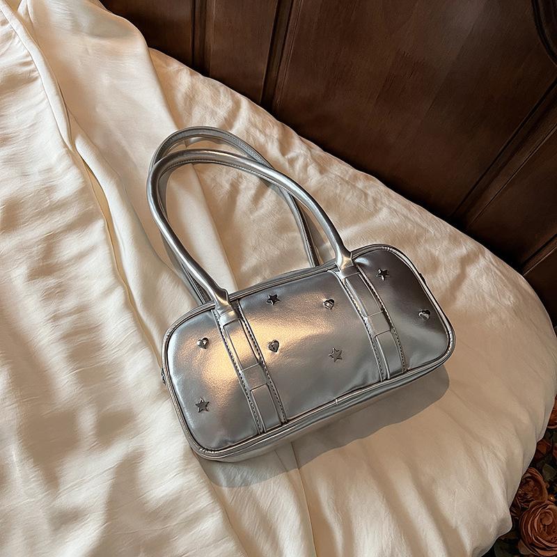 

Niche premium underarm bag women s new simple handbag versatile shoulder bag серебряный