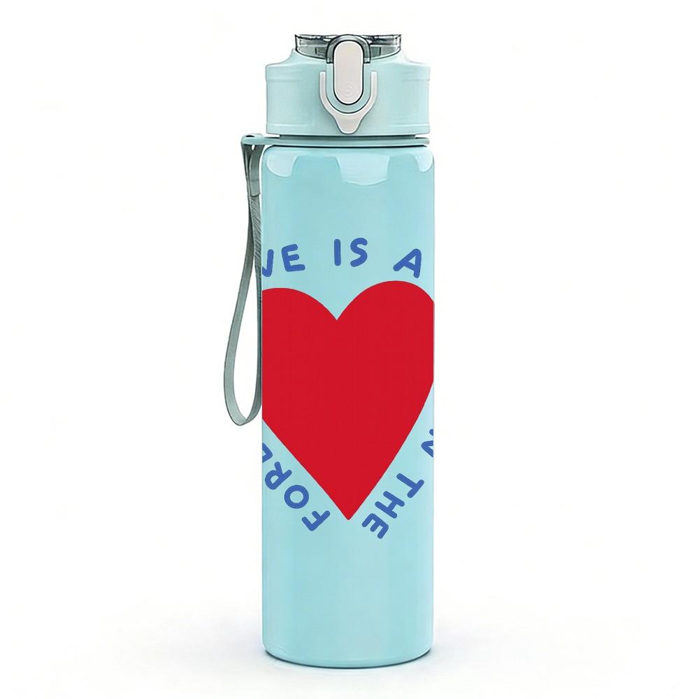 1PC Love Is Not Just A Kiss Heart 750ml Color Plastic Sports Water Bottle Leakproof Flip Straw Lid Suitable for Sports Office Home Use