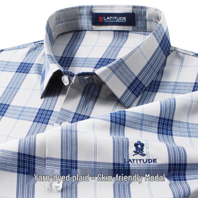 

MONTAGUT Men s Modal Blend Plaid Casual Shirt 56