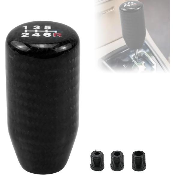 RYANSTAR Universal Gear Shift Style Knob,Car Modified Carbon Fiber Stand Head Manual Transmission Shift Lever Knob Head Wave Stick Shift Knob