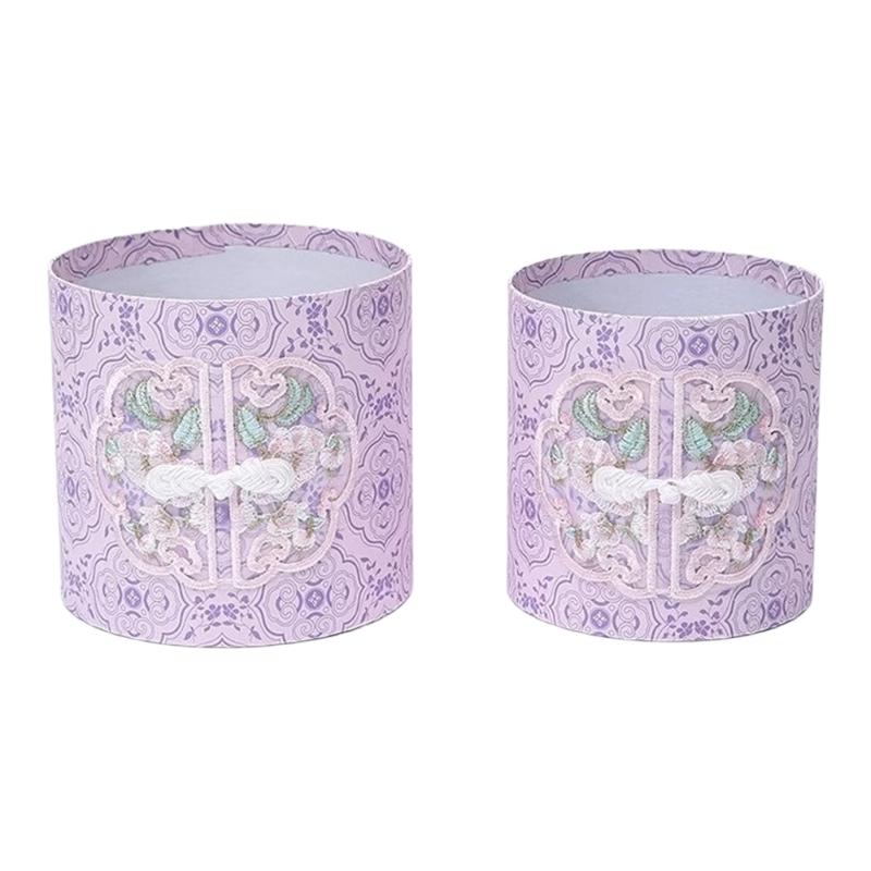 

2 шт. Новые круглые цветочные держатели в азиатском стиле с деликатной вышивкой для свадебных и праздничных украшений фиолетовый