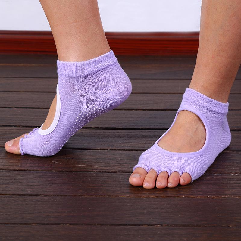 Women's Non-Slip Half-Toe Yoga Socks, Open Heel, Five-Finger, Breathable Fitness Socks for Spring/Summer Pilates