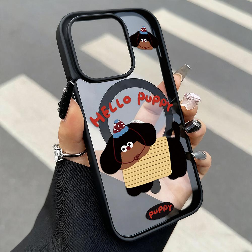 Cute Puppy Cartoon Dog Magnetic Phone Case For iPhone 17 Pro Case iPhone 16 13 11 12 14 15 Pro Max Matte Clear Shockproof Cover