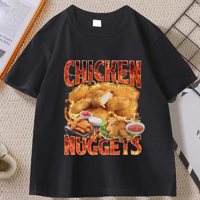 Chicken Nuggets Vintage 90s Graphic Tshirt for Unisex Women Cotton Short Sleeve Round Neck Printed Tshirt Unisex Vintagel Unisex