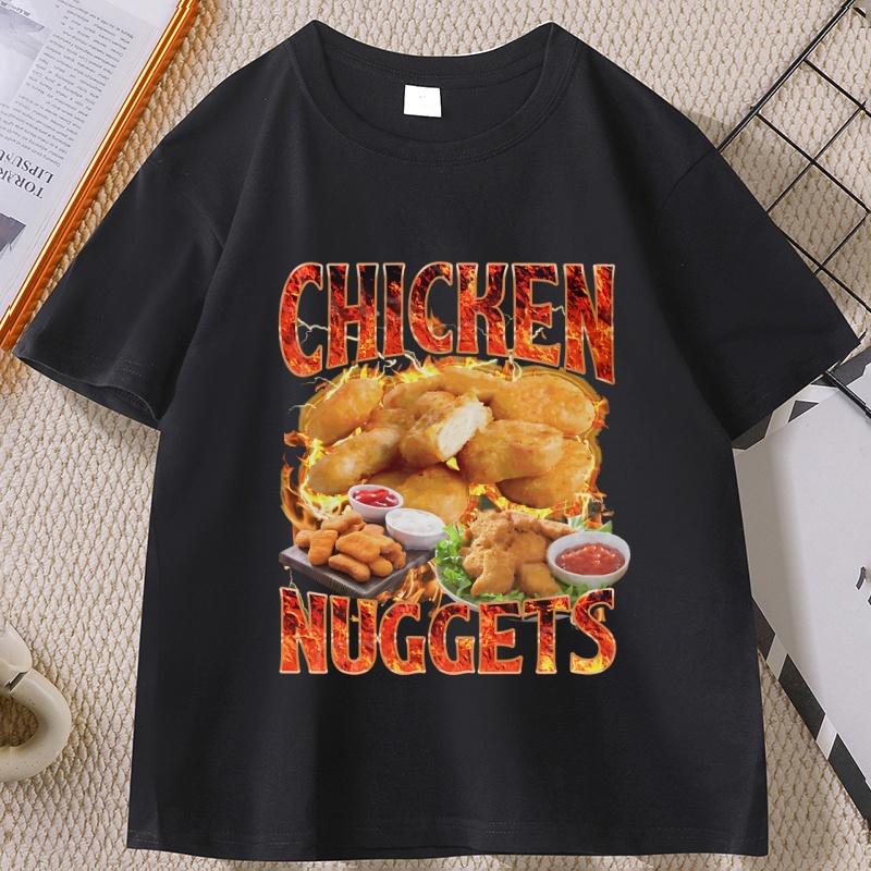 Chicken Nuggets Vintage 90s Graphic Tshirt for Unisex Women Cotton Short Sleeve Round Neck Printed Tshirt Unisex Vintagel Unisex Tops
