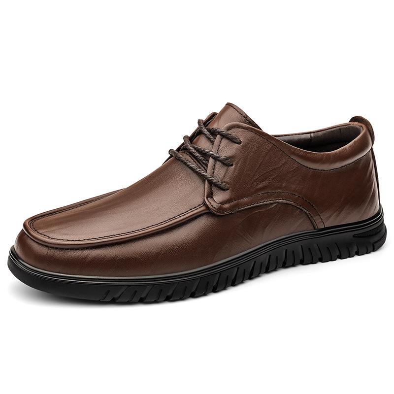 Men s Fashionable Cross-Strap Genuine Leather Casual Shoes - New Spring Style, Versatile Dad Shoes 40 коричневый
